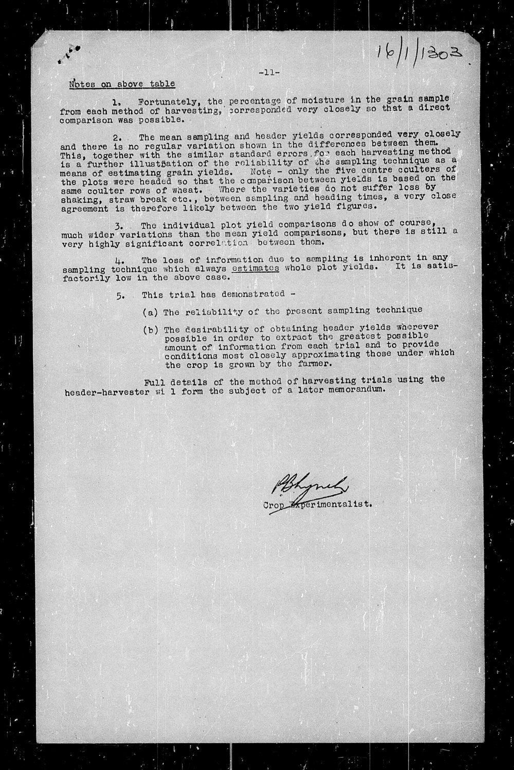 Wheat trial reports: Reporoa: p.11