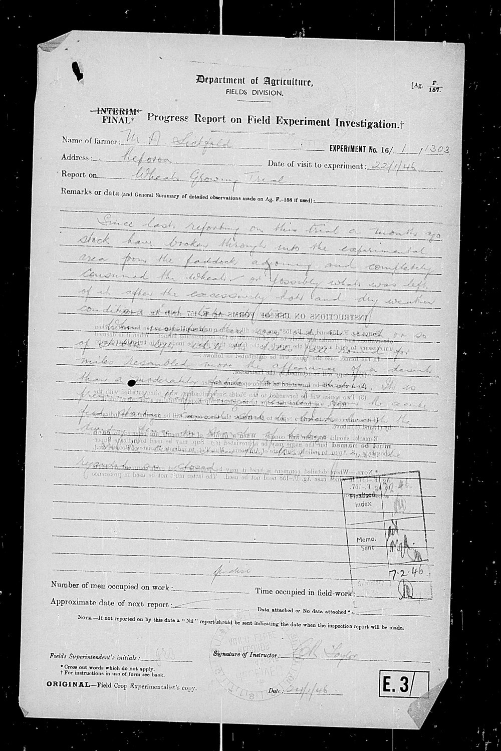 Wheat trial reports: Reporoa: p.12