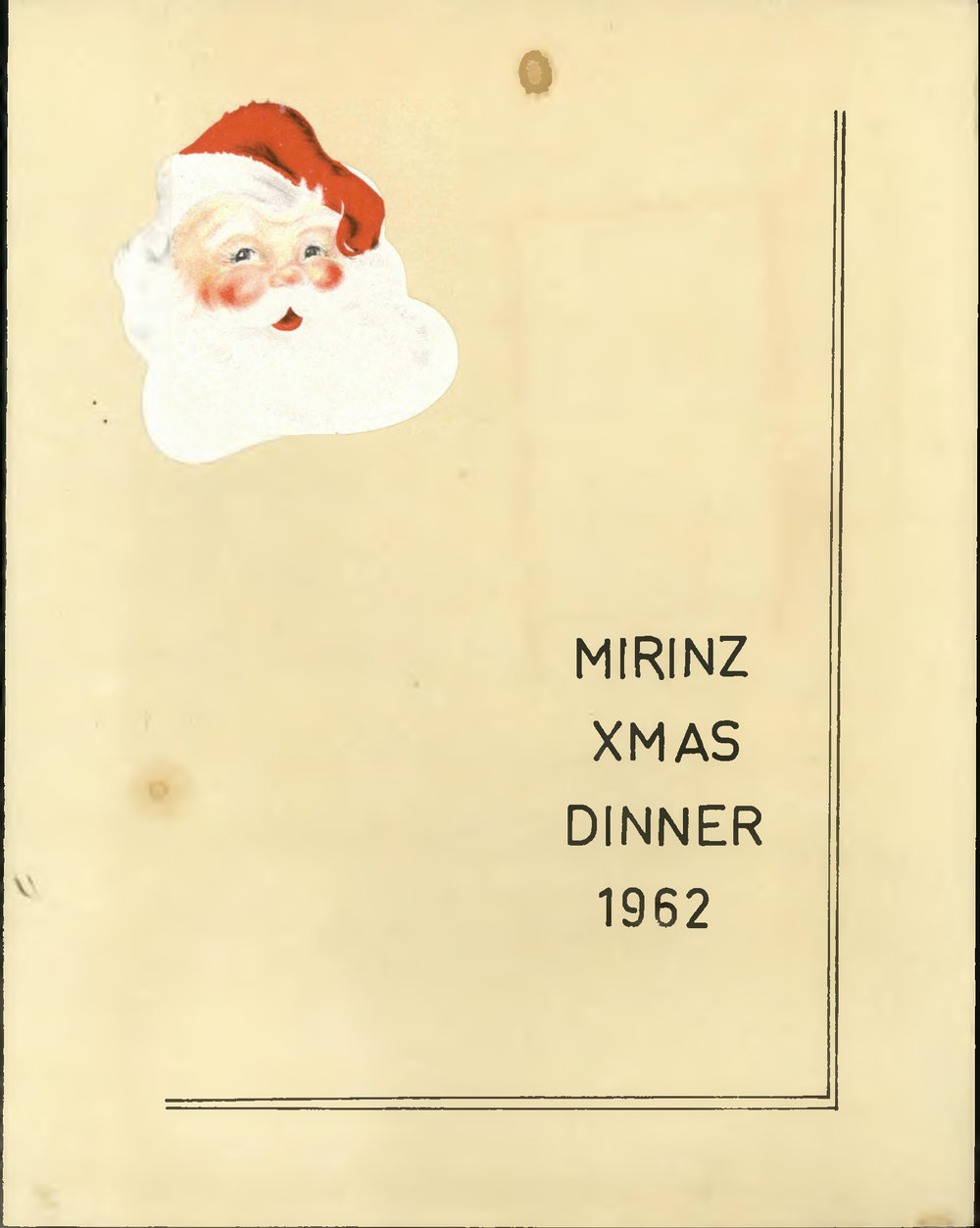 MIRINZ Christmas dinner, 1962: menu booklet