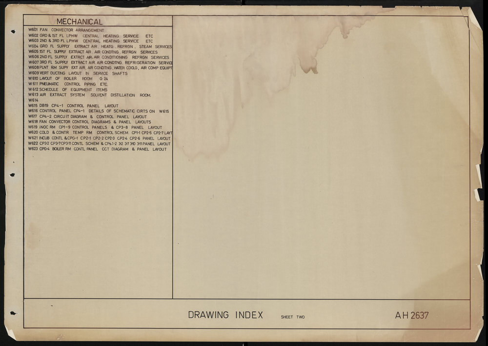 Wallaceville Laboratory Block: Index of plans: Sheet 2
