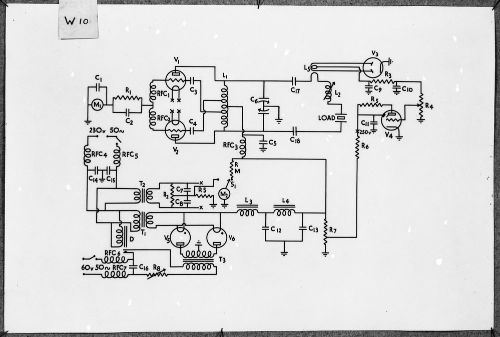 Wiring diagram of a dielectric heater