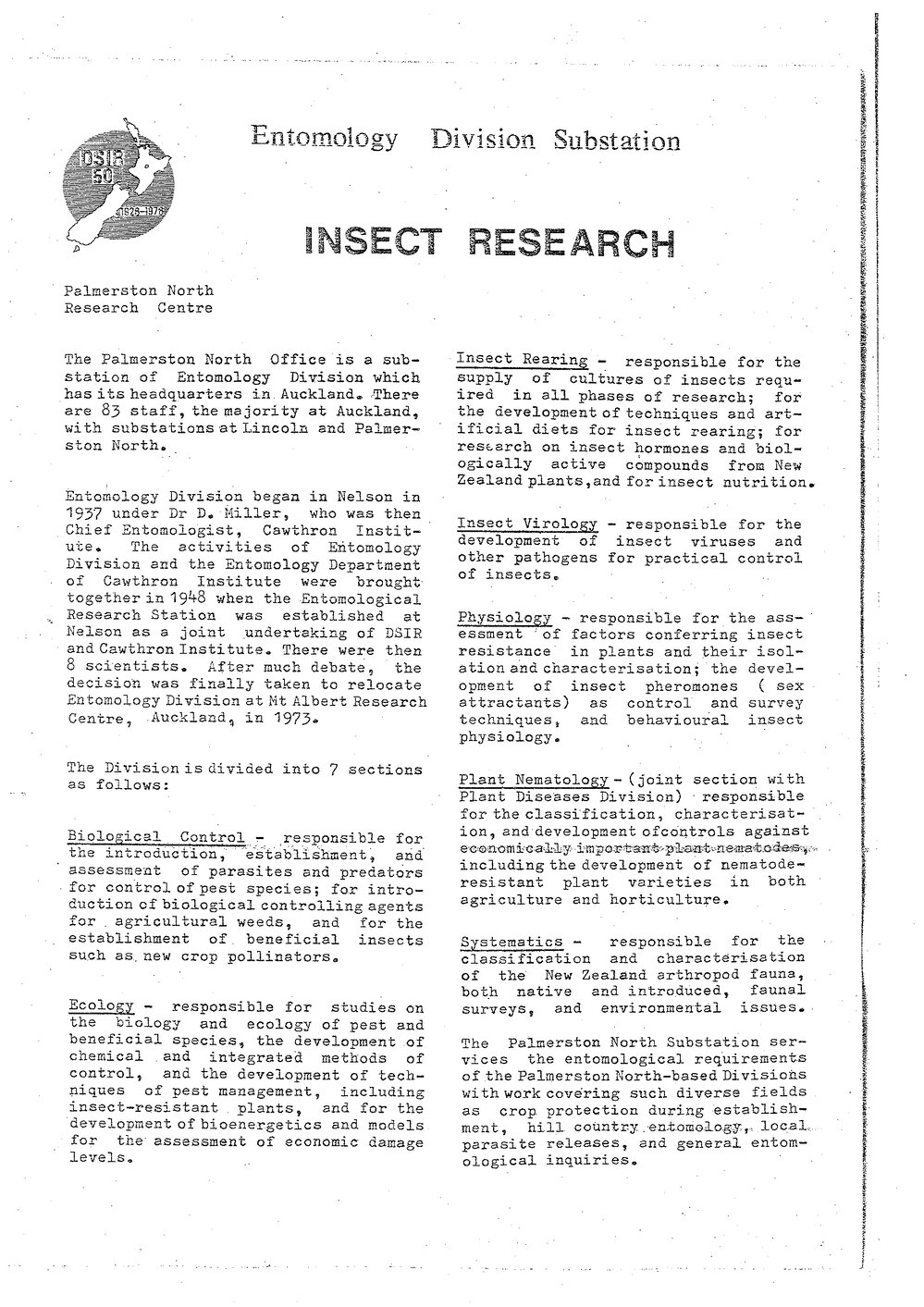 DSIR - Insect Research