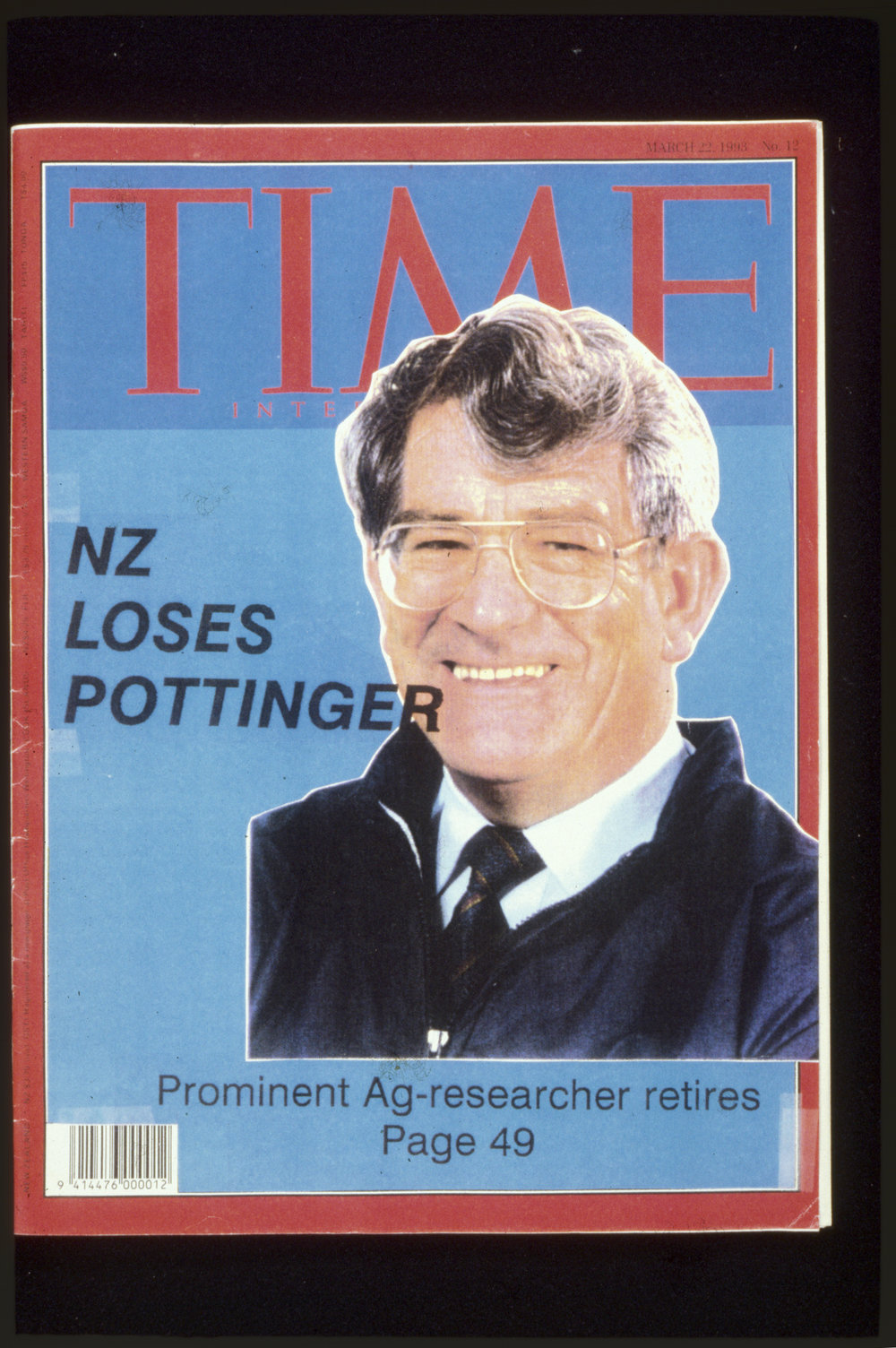 R.P. Pottinger on the cover of a spoof 'Time' magazine