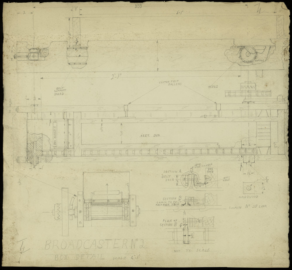 A fertiliser broadcaster for small plots: box detail