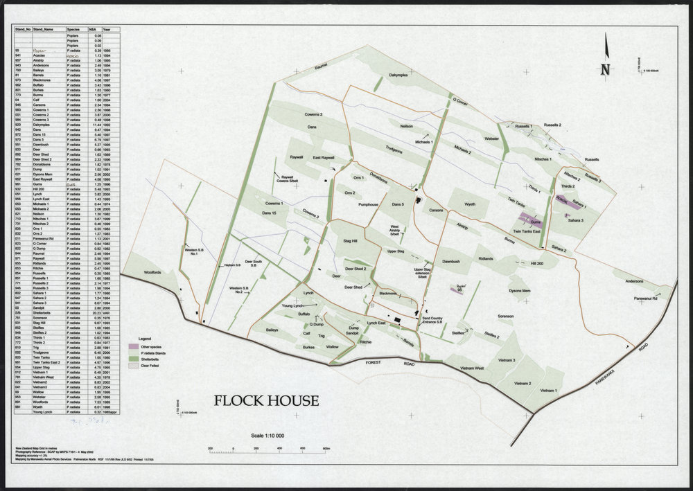 Flock House Farm forest blocks and species
