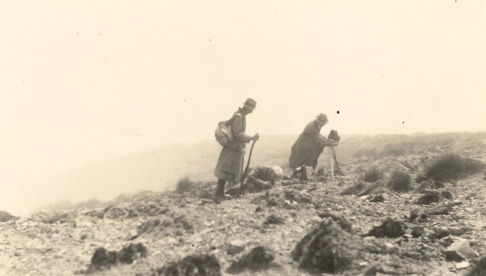 Scientists climbing Mount Hector, New Zealand