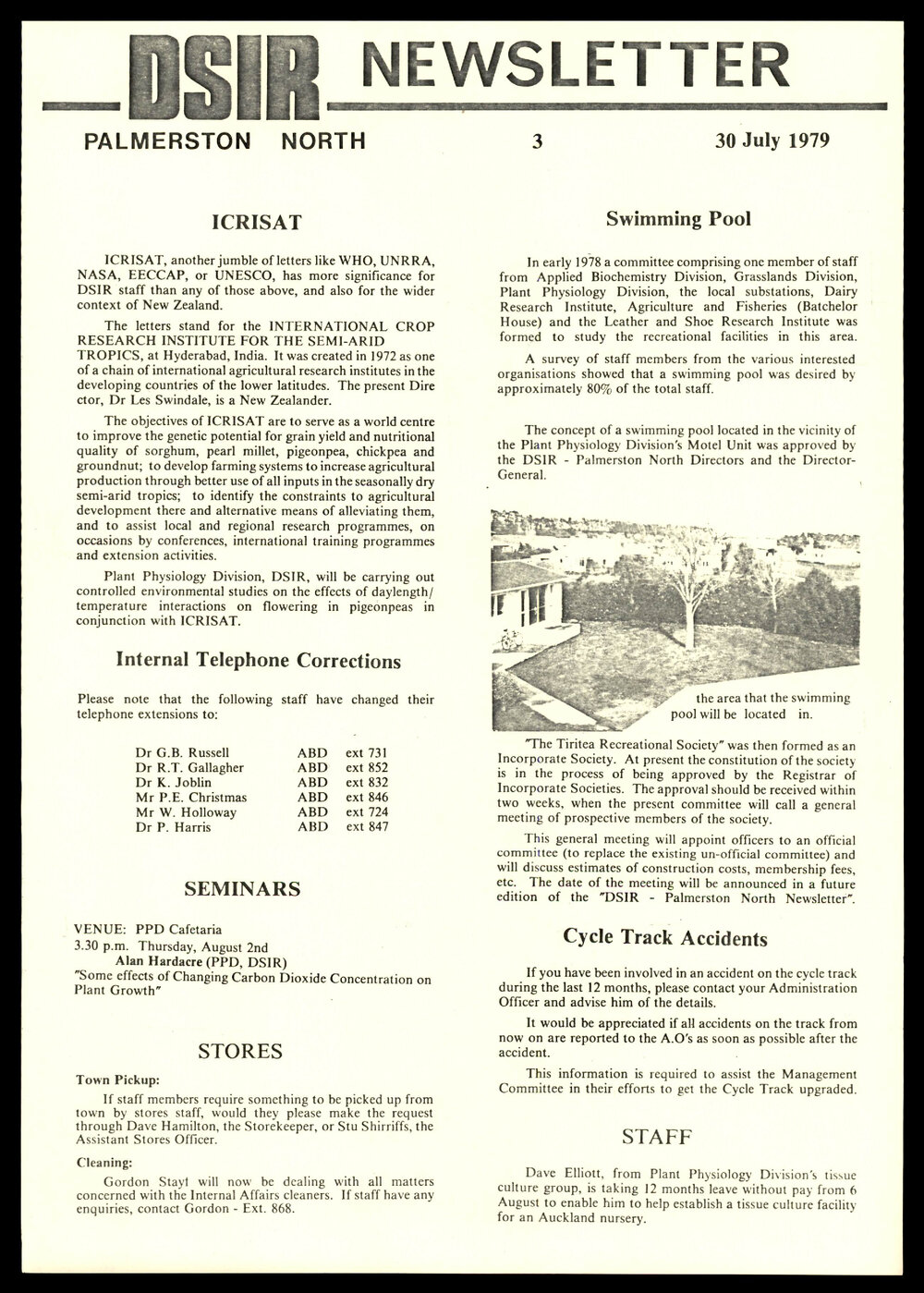 DSIR Newsletter - Number 3 - Date: 30 July 1979