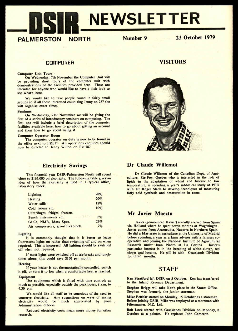 DSIR Newsletter - Number 9 - Date: 23 October 1979