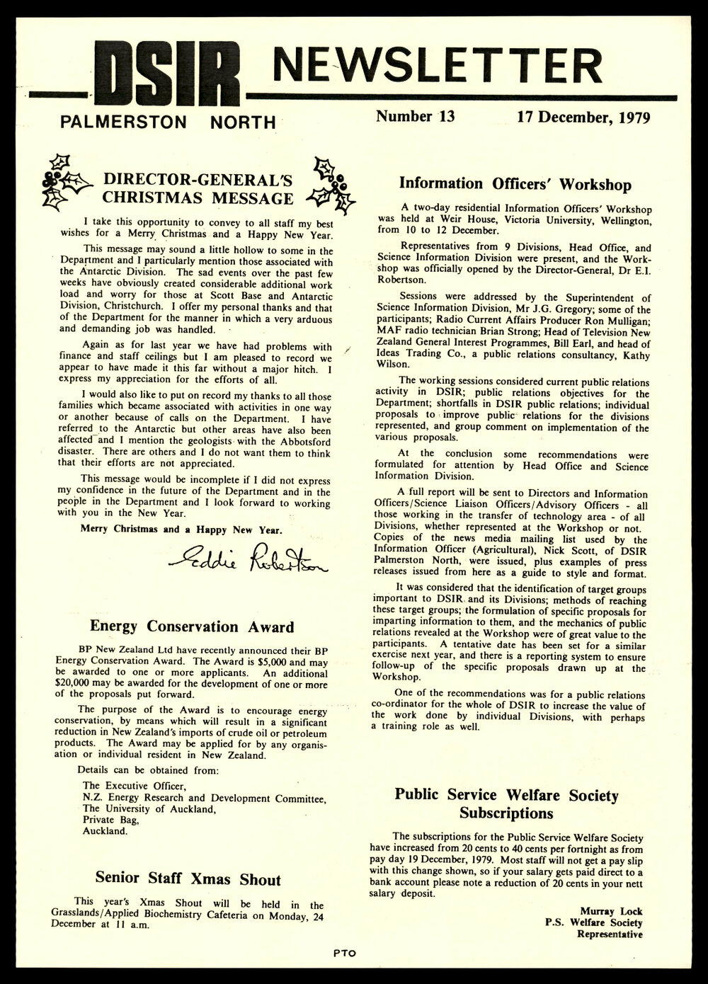 DSIR Newsletter - Number 13 - Date: 17 December 1979