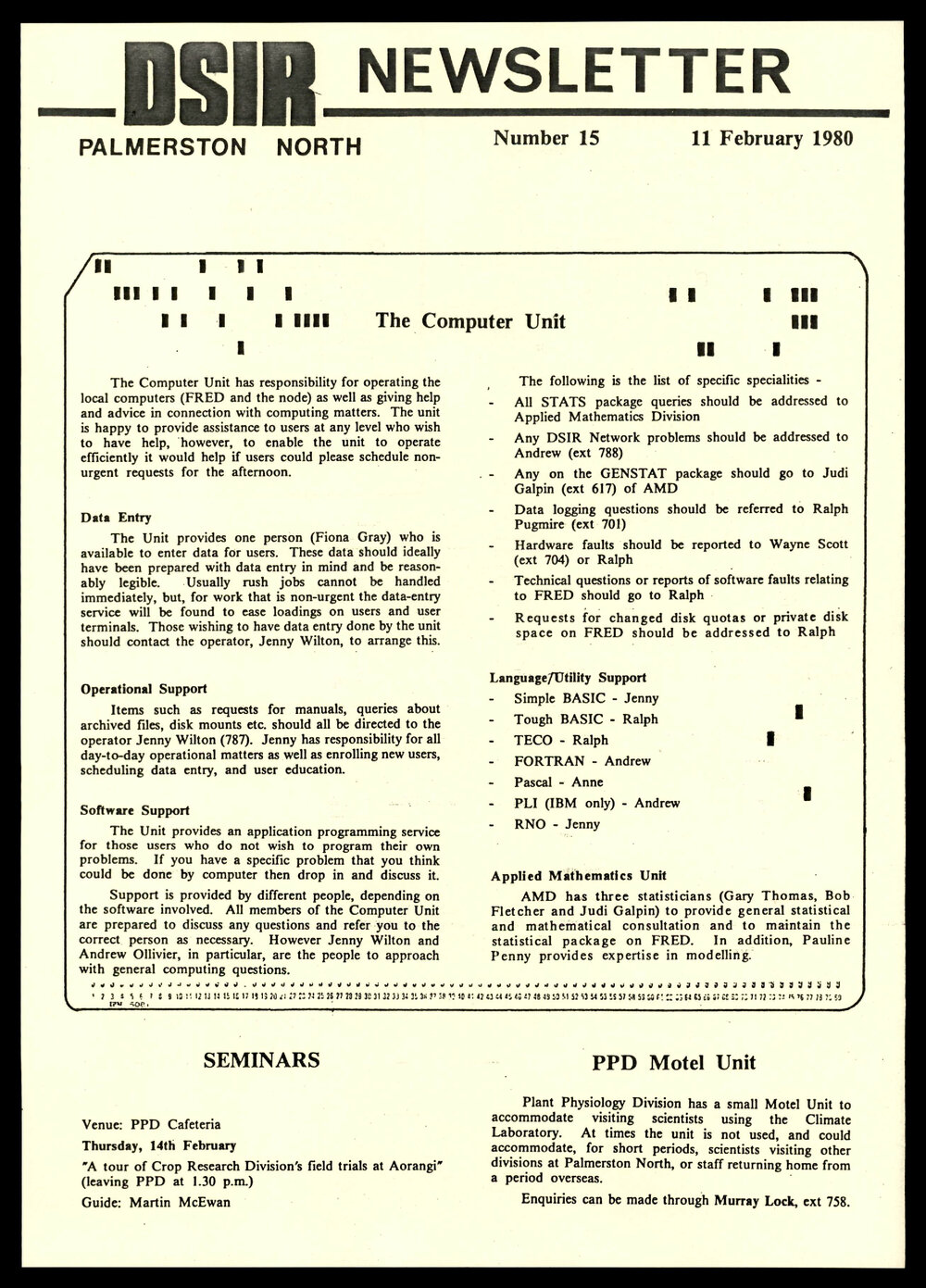 DSIR Newsletter - Number 15 - Date: 11 February 1980