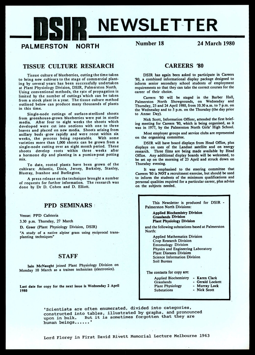 DSIR Newsletter - Number 18 - Date: 24 March 1980