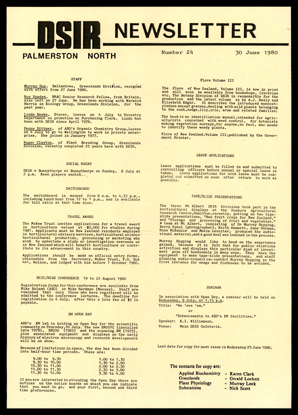 DSIR Newsletter - Number 24 - Date: 30 June 1980