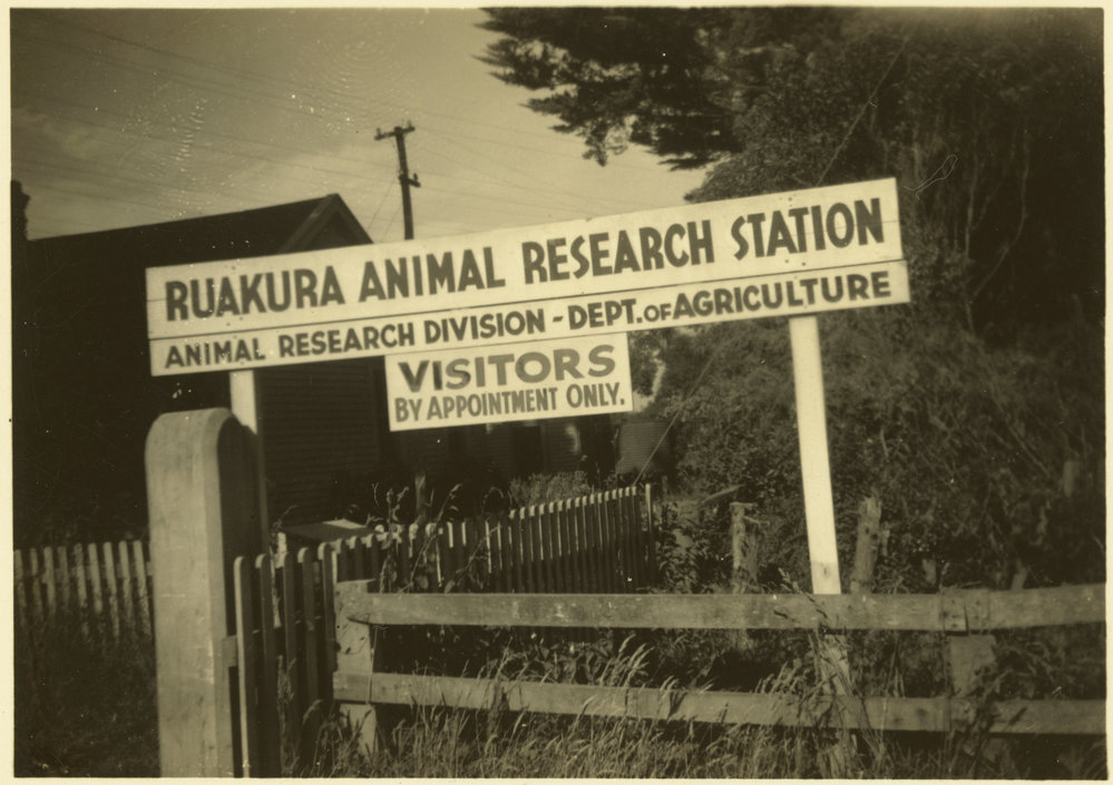 Front entrance sign to Ruakura Animal Research Station