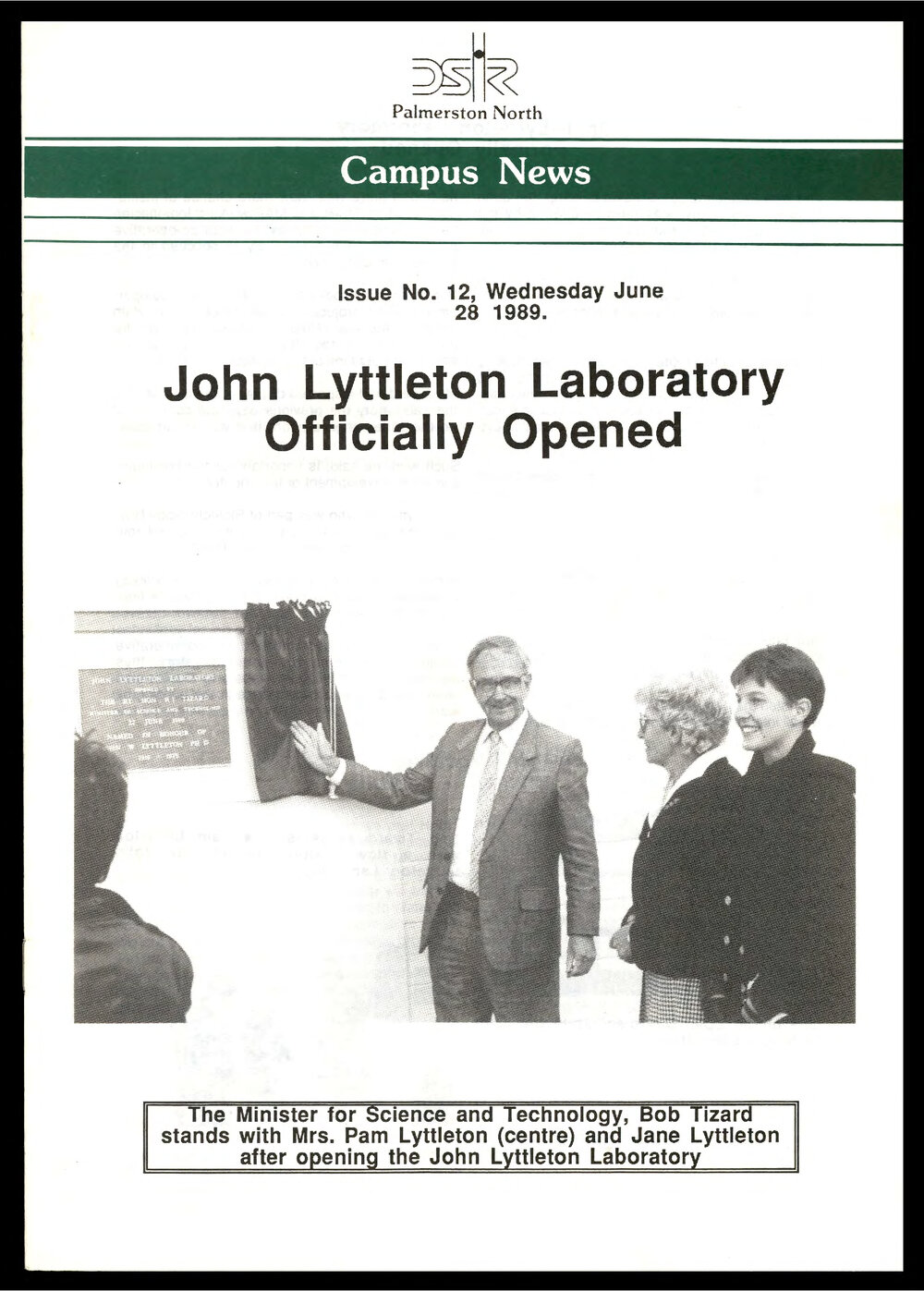 DSIR Palmerston North - Campus News: Issue No. 12 - 28 June 1989