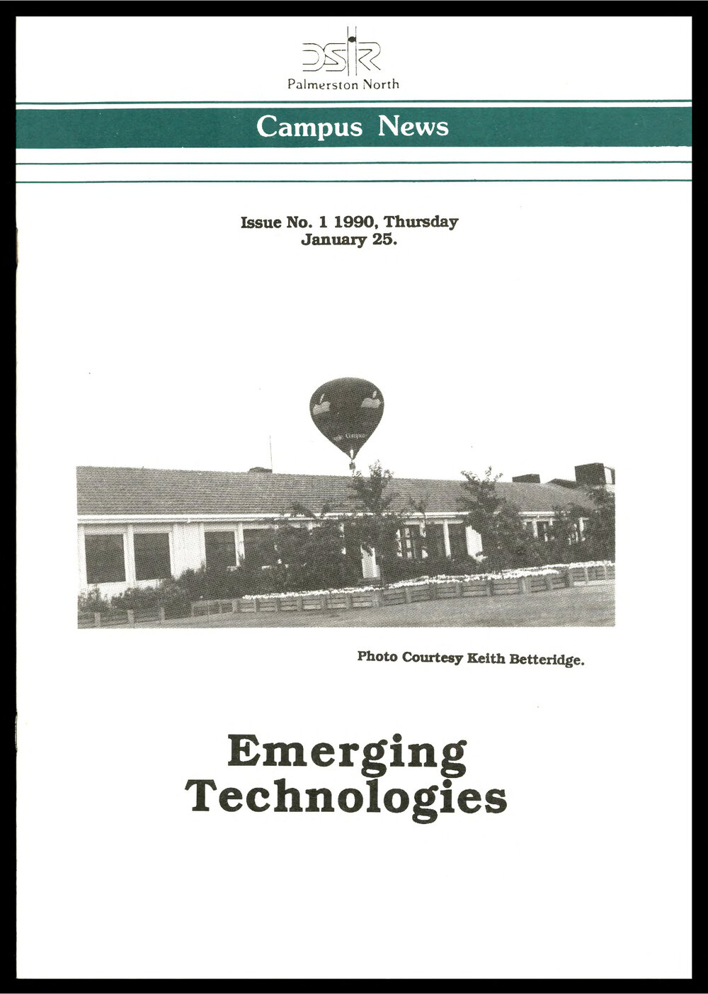 DSIR Palmerston North - Campus News: Issue No. 1 - 25 January 1990