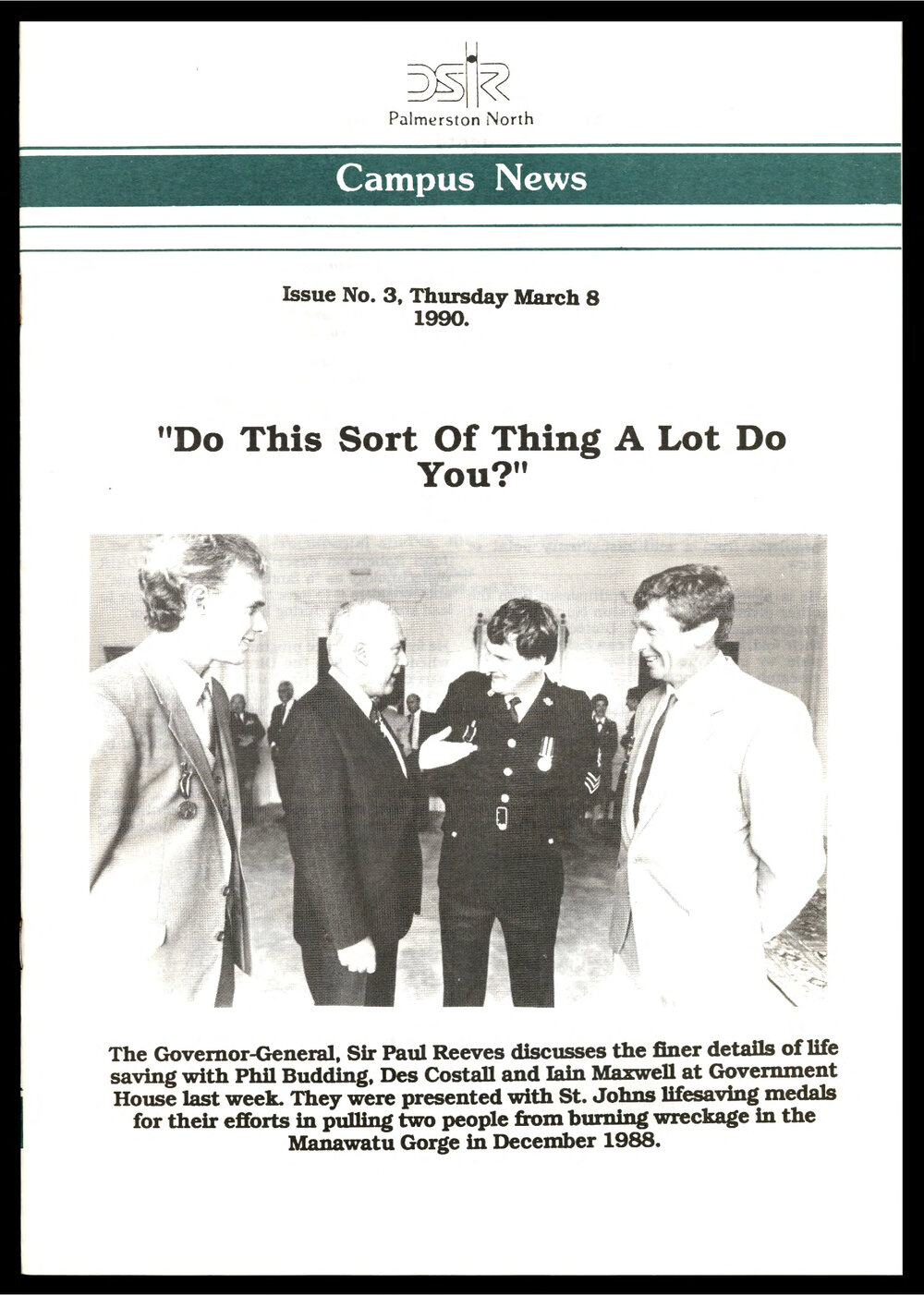 DSIR Palmerston North - Campus News: Issue No. 3 - 8 March 1990