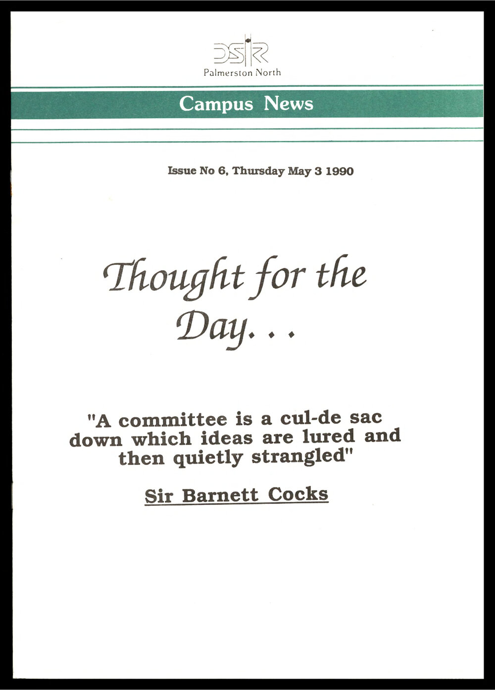 DSIR Palmerston North - Campus News: Issue No. 6 - 3 May 1990