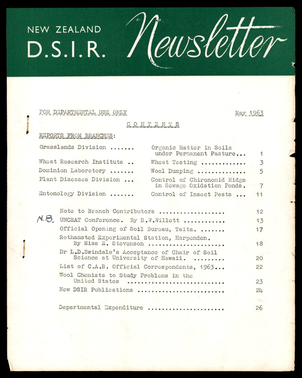 New Zealand DSIR Newsletter - May 1963