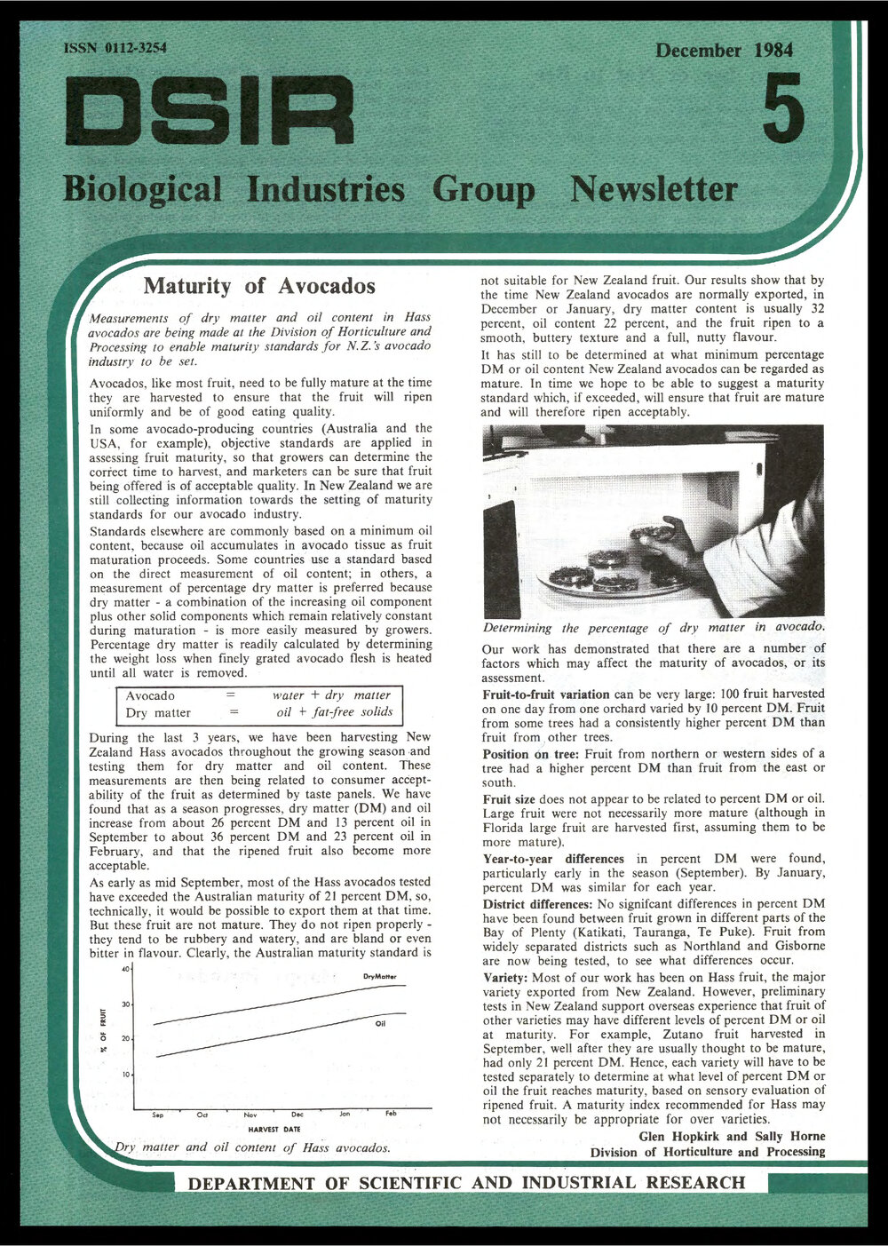 DSIR - Biological Industries Group - Newsletter: Issue No. 5 - December 1984