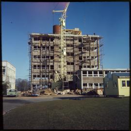 Tower Block, Ruakura, under construction and with its frame erected