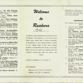 Welcome to Ruakura, 1961: Open Day programme and map