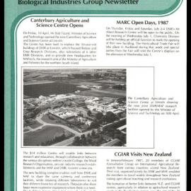 DSIR - Biological Industries Group - Newsletter: Issue No. 13 - April 1987