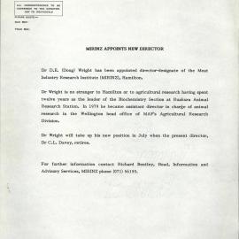 D.E. (Doug) Wright appointed Director, MIRINZ (TIFF)