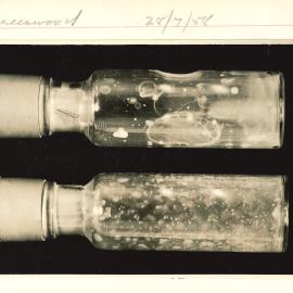 Two stoppered bottles holding an unknown substance