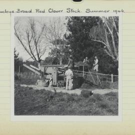Threshing a Nucleus broad red clover stack