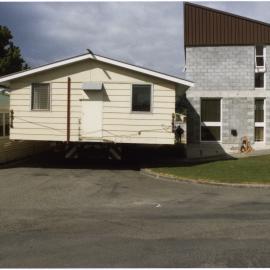 Grasslands Library extension being manoeuvred past Building 13