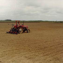 John James driving the Stanhay precision seeder at Aorangi - seed sowing