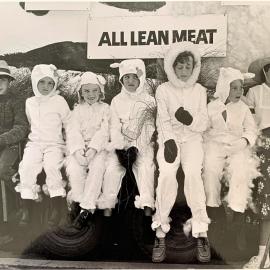 Dunedin Parade with 'Invermoose'. 2. Children sitting on a parade float at a community event